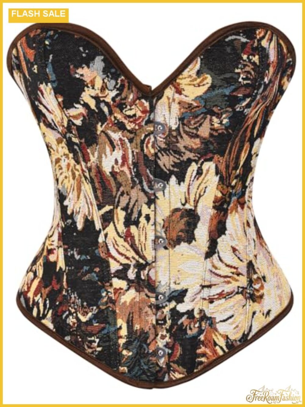 Womens Vintage Floral Lace Up Bustier Corset Shapewear Top